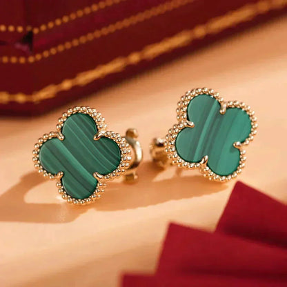 [Echo Fine ]CLOVER MEDIUM 1 MOTIFS MALACHITE  EARRINGS