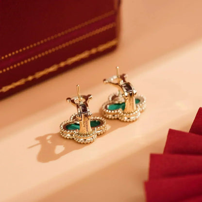 [Echo Fine ]CLOVER MEDIUM 1 MOTIFS MALACHITE  EARRINGS