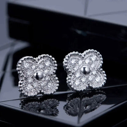 [Echo Fine ]CLOVER 1 MOTIFS DIAMOND STUD EARRINGS SILVER