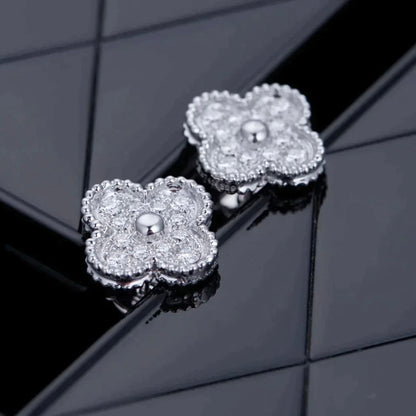 [Echo Fine ]CLOVER 1 MOTIFS DIAMOND STUD EARRINGS SILVER