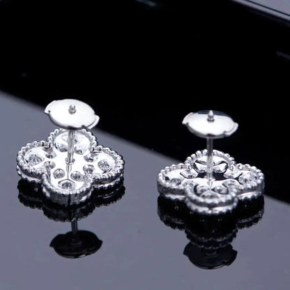 [Echo Fine ]CLOVER 1 MOTIFS DIAMOND STUD EARRINGS SILVER