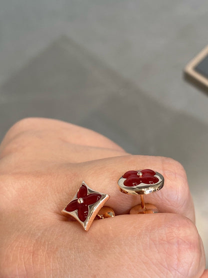 [Echo Fine ]STAR AND SUN PINK GOLD CARNELIAN STUD EARRINGS