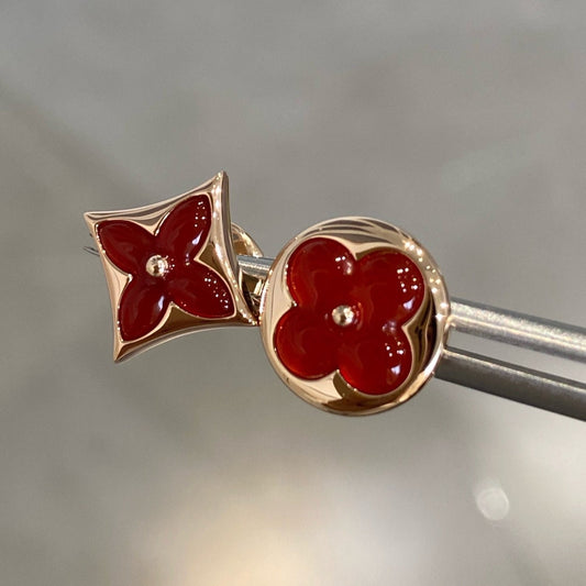 [Echo Fine ]STAR AND SUN PINK GOLD CARNELIAN STUD EARRINGS
