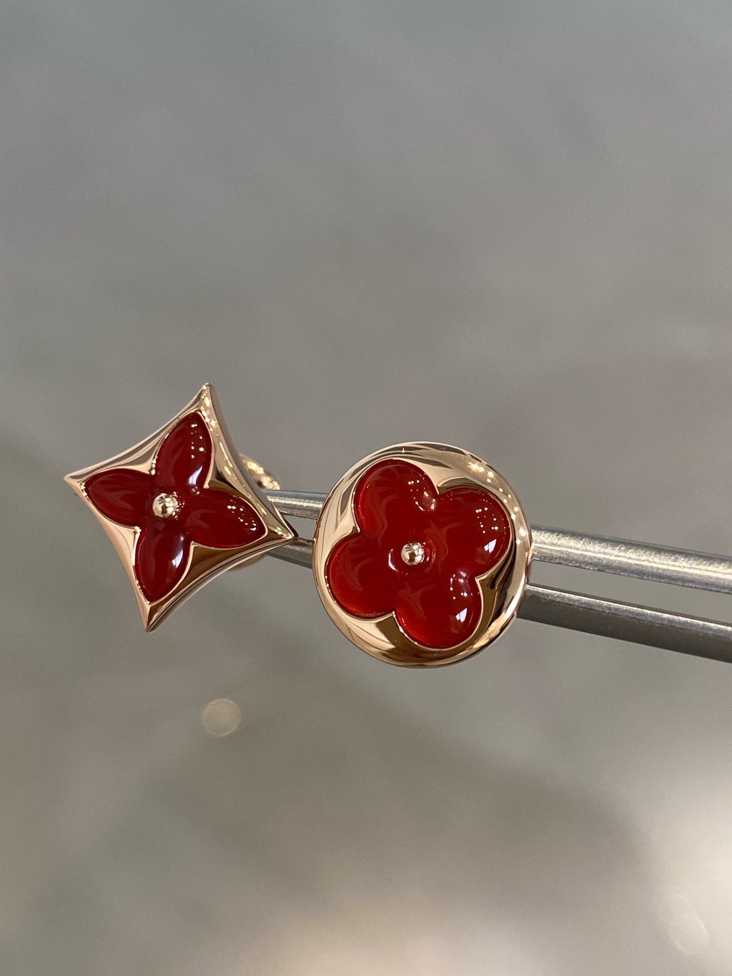 [Echo Fine ]STAR AND SUN PINK GOLD CARNELIAN STUD EARRINGS