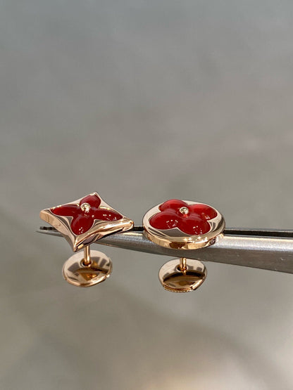 [Echo Fine ]STAR AND SUN PINK GOLD CARNELIAN STUD EARRINGS
