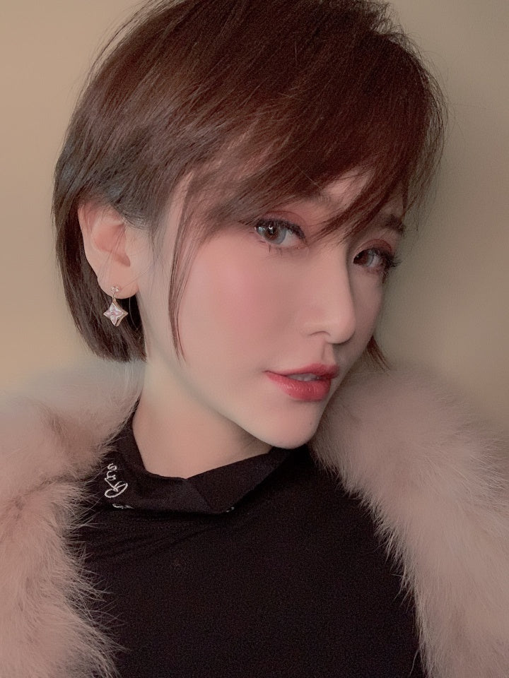 [Echo Fine ]DOUBLE STAR PINK GOLD MOP DROP EARRINGS