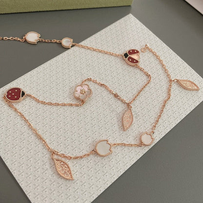 [Echo Fine ]LUCKY SPRING 15 MOTIFS ROSE GOLD NECKLACE