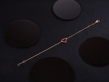 [Echo Fine ]HEART CARNELIAN PINK GOLD BRACELET