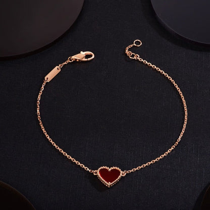 [Echo Fine ]HEART CARNELIAN PINK GOLD BRACELET