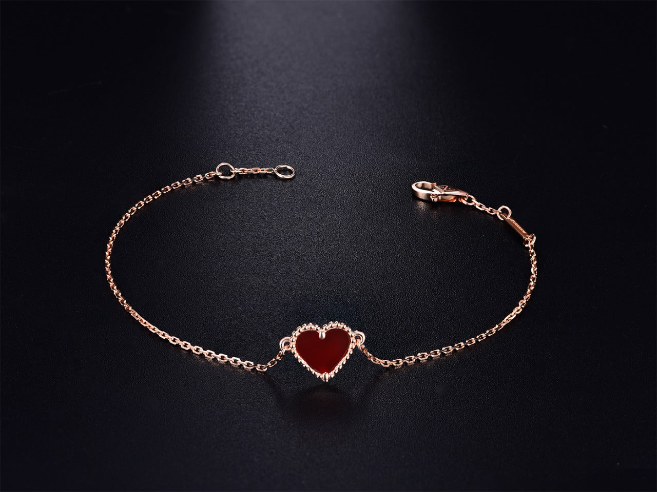 [Echo Fine ]HEART CARNELIAN PINK GOLD BRACELET