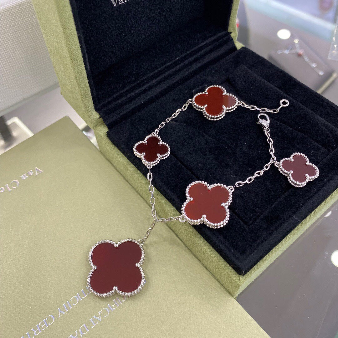 [Echo Fine ]CLOVER 5 MOTIFS SIVLER CARNELIAN BRACELET