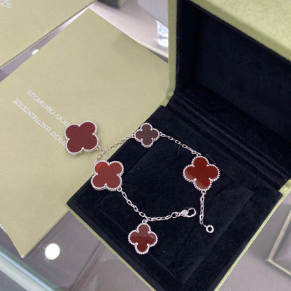 [Echo Fine ]CLOVER 5 MOTIFS SIVLER CARNELIAN BRACELET