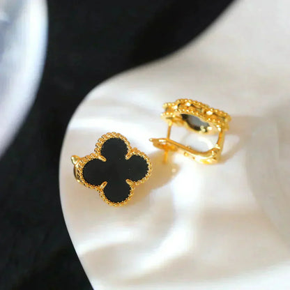 [Echo Fine ]CLOVER MEDIUM 1 MOTIFS  ONYX STUD EARRINGS