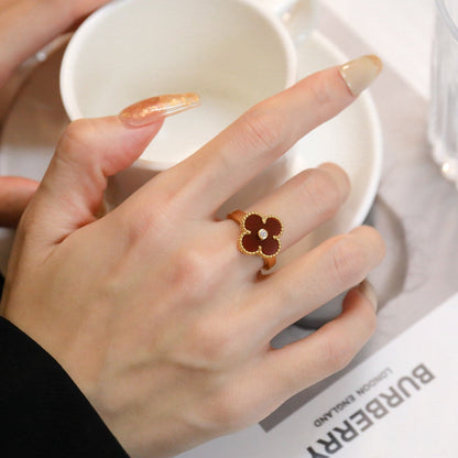 [Echo Fine ]CLOVER CARNELIAN RING ROSE GOLD DIAMOND