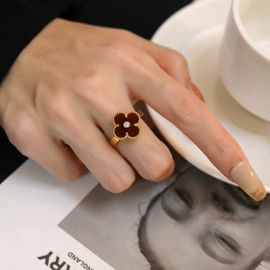 [Echo Fine ]CLOVER CARNELIAN RING ROSE GOLD DIAMOND