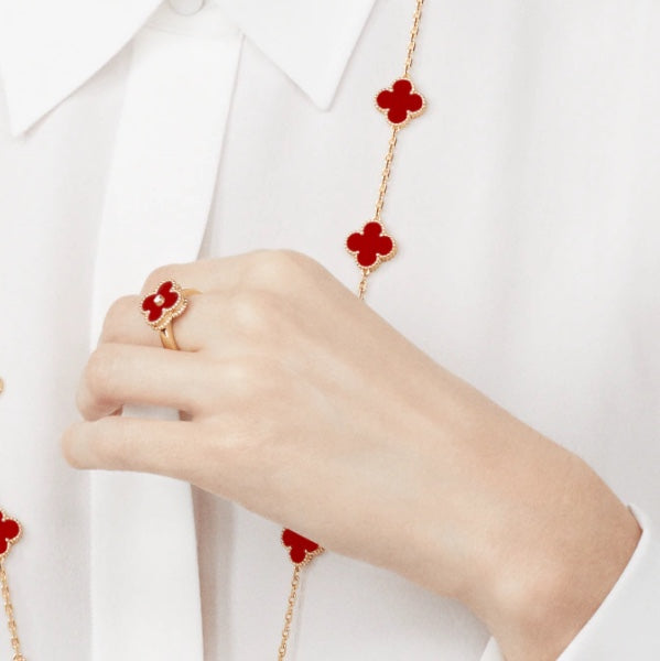 [Echo Fine ]CLOVER CARNELIAN RING ROSE GOLD DIAMOND