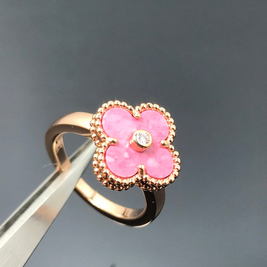 [Echo Fine ]CLOVER RHODONITE ROSE GOLD RING