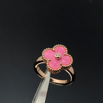 [Echo Fine ]CLOVER RHODONITE ROSE GOLD RING