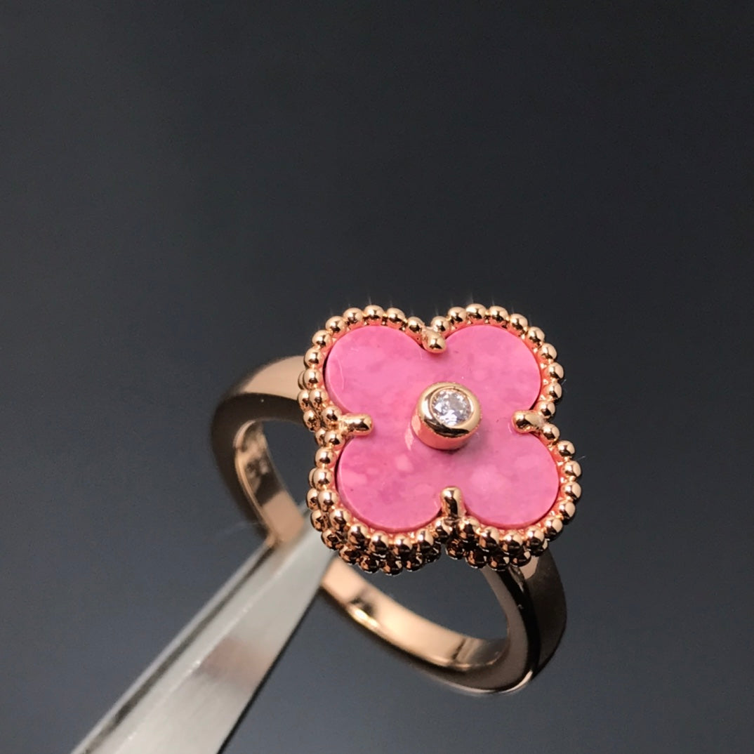 [Echo Fine ]CLOVER RHODONITE ROSE GOLD RING