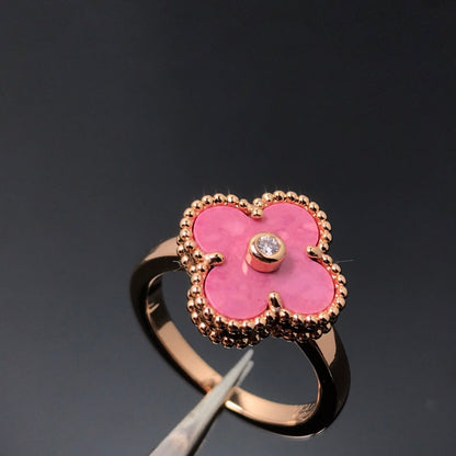 [Echo Fine ]CLOVER RHODONITE ROSE GOLD RING