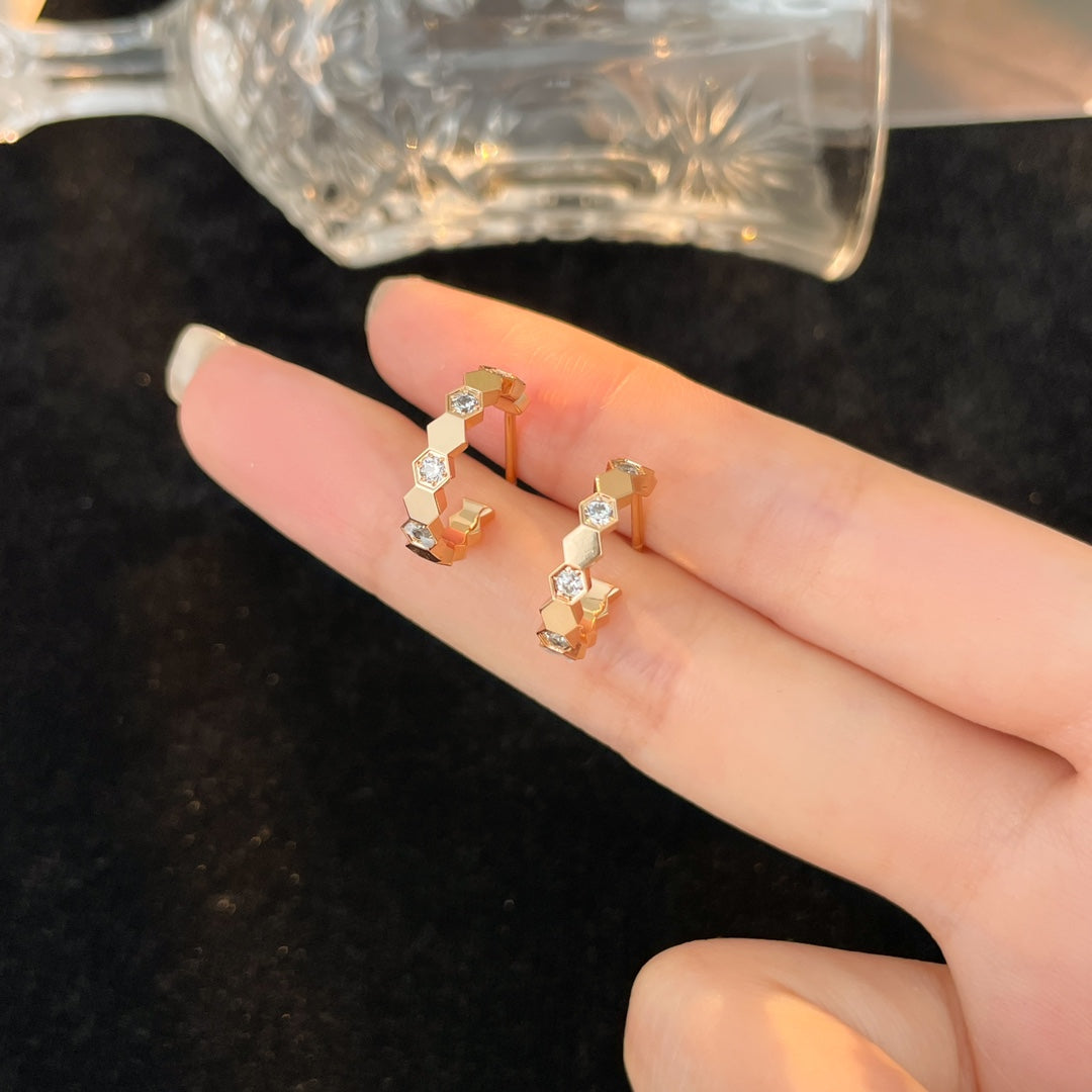 [Echo Fine ]BEE LOVE DIAMOND HOOP EARRINGS