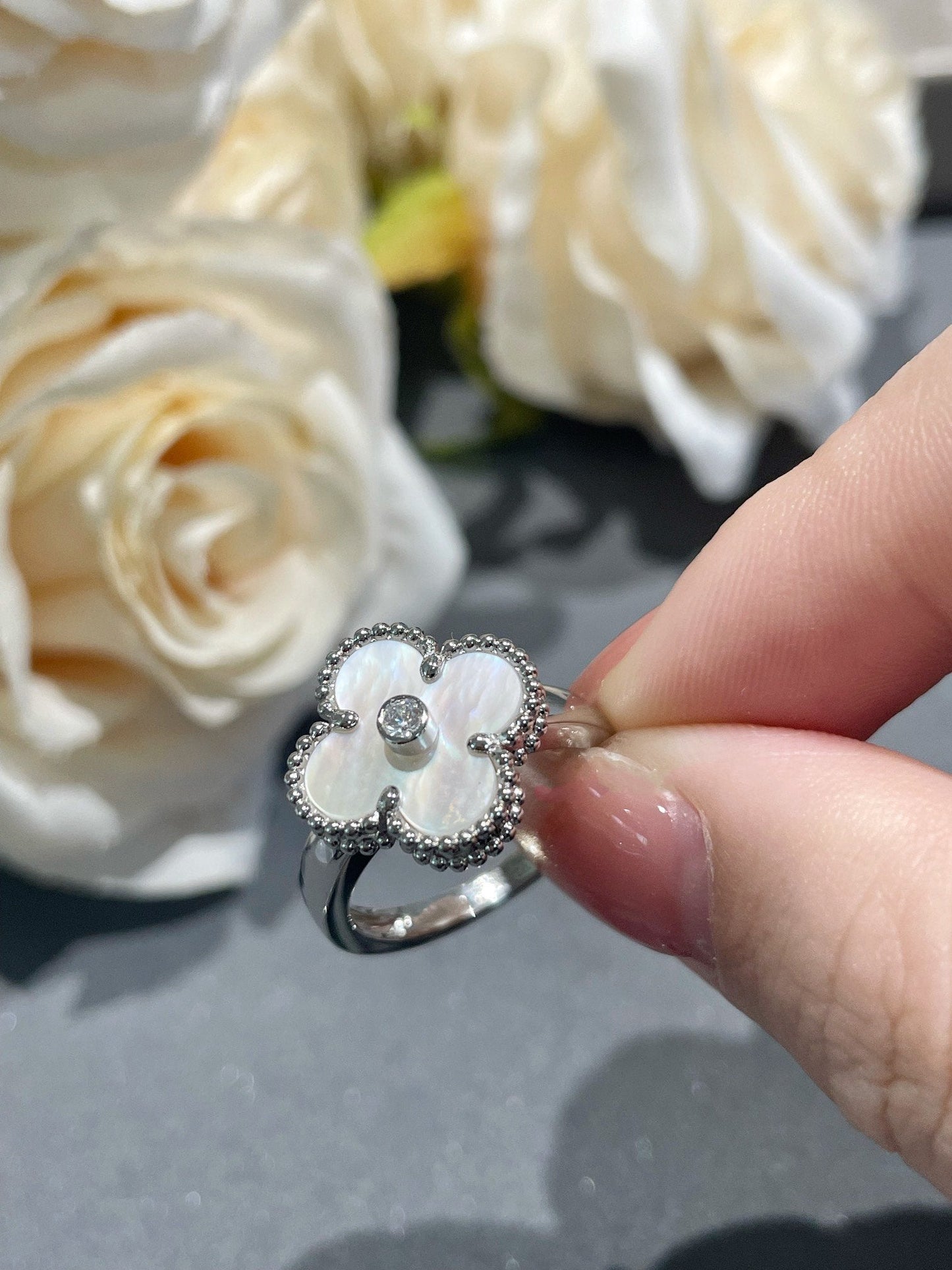 [Echo Fine ]CLOVER SILVER MOP DIAMOND RING