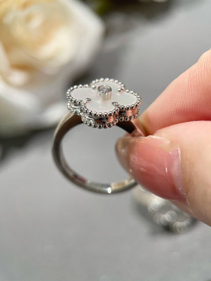 [Echo Fine ]CLOVER SILVER MOP DIAMOND RING