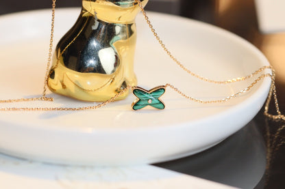 [Echo Fine ]JEUX MALACHITE 1 DIAMOND PINK GOLD NECKLACE