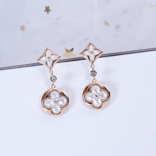 [Echo Fine ]STAR AND SUN PINK GOLD MOP DROP EARRINGS