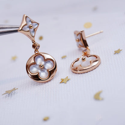 [Echo Fine ]STAR AND SUN PINK GOLD MOP DROP EARRINGS