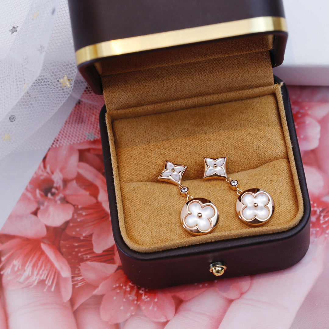 [Echo Fine ]STAR AND SUN PINK GOLD MOP DROP EARRINGS
