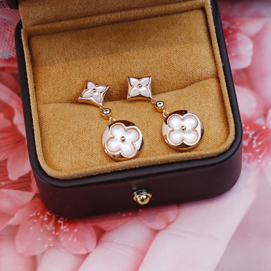 [Echo Fine ]STAR AND SUN PINK GOLD MOP DROP EARRINGS