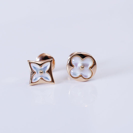 [Echo Fine ]STAR AND SUN PINK GOLD MOP STUD EARRINGS