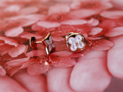[Echo Fine ]STAR AND SUN PINK GOLD MOP STUD EARRINGS