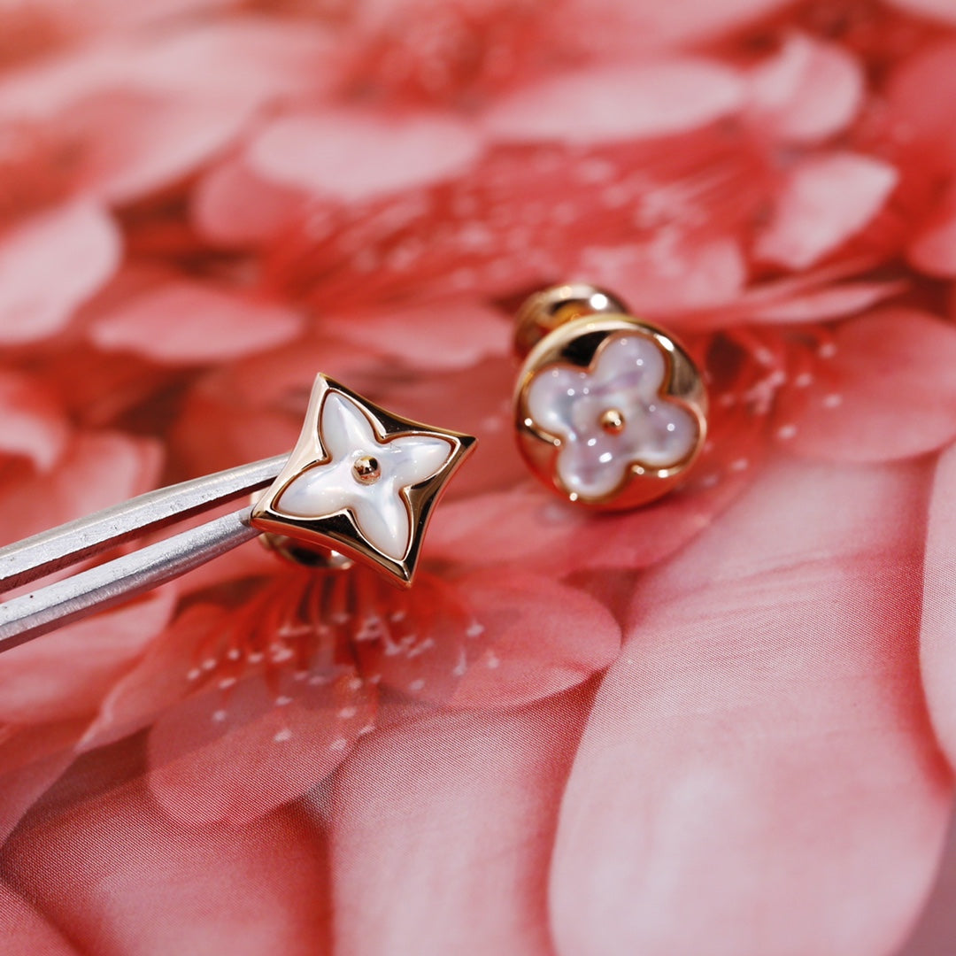 [Echo Fine ]STAR AND SUN PINK GOLD MOP STUD EARRINGS