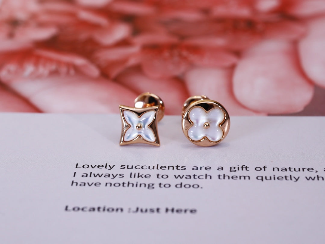 [Echo Fine ]STAR AND SUN PINK GOLD MOP STUD EARRINGS