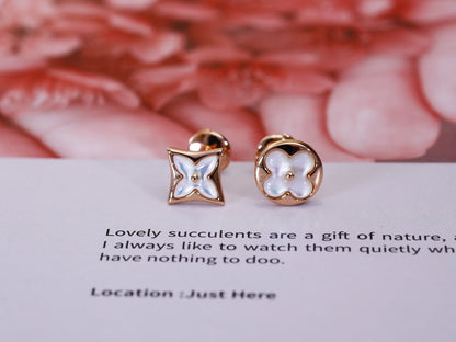 [Echo Fine ]STAR AND SUN PINK GOLD MOP STUD EARRINGS