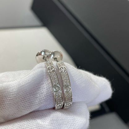 [Echo Fine ]LOVE DIAMOND SILVER HOOP EARRINGS