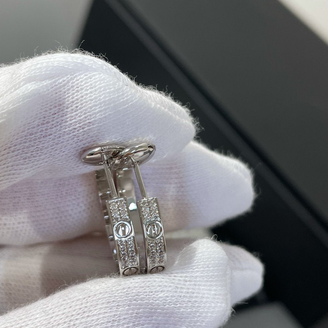 [Echo Fine ]LOVE DIAMOND SILVER HOOP EARRINGS