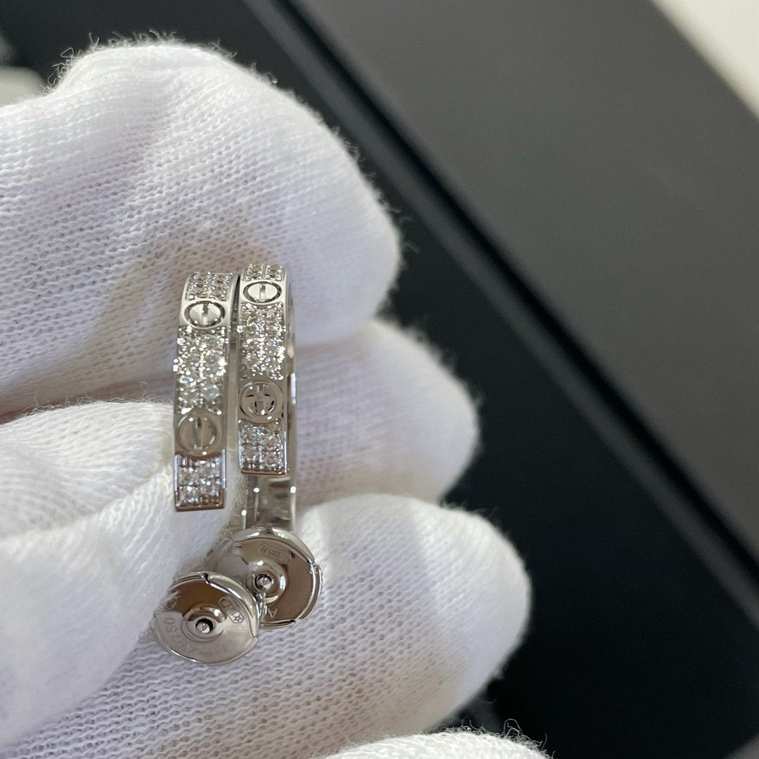 [Echo Fine ]LOVE DIAMOND SILVER HOOP EARRINGS