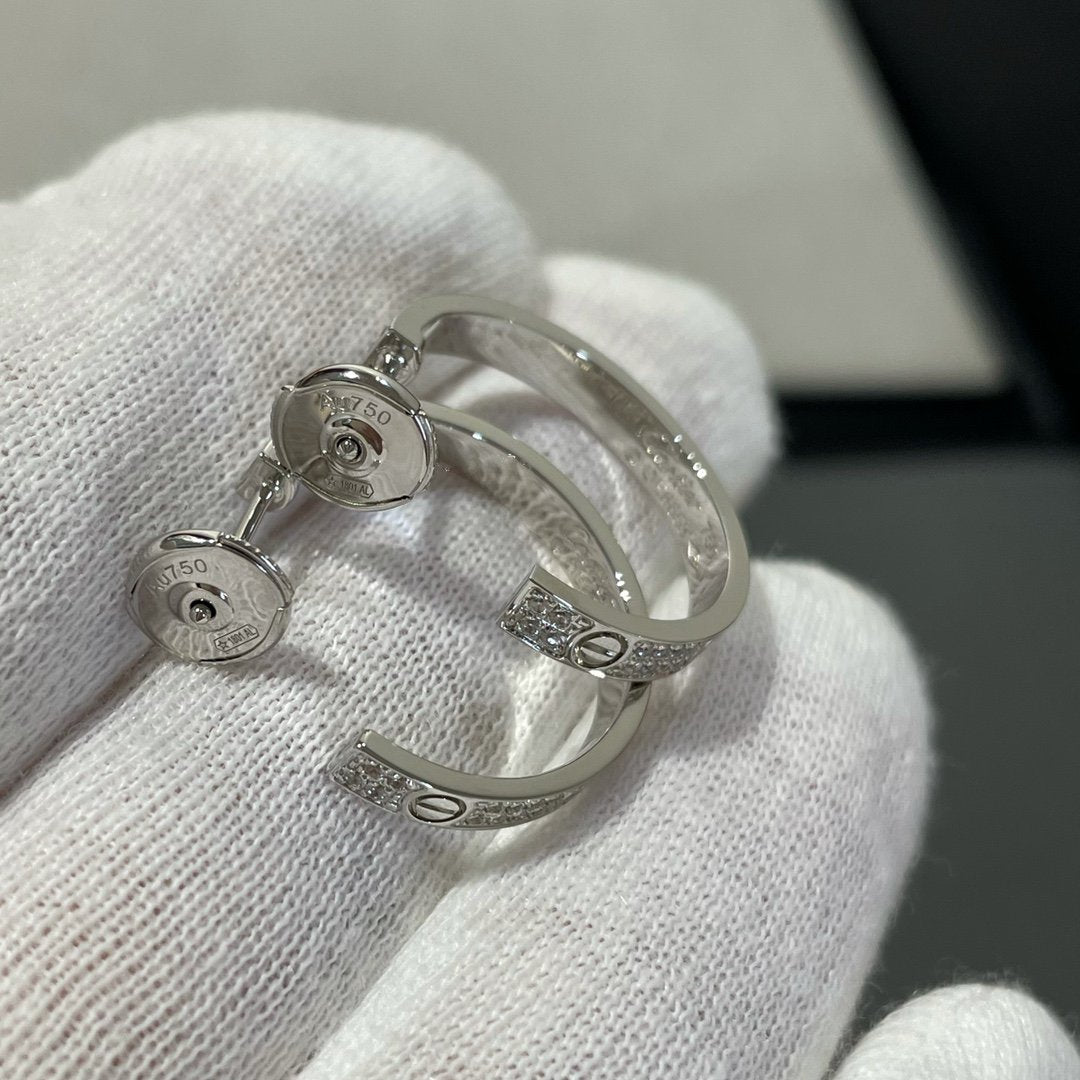[Echo Fine ]LOVE DIAMOND SILVER HOOP EARRINGS