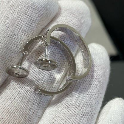 [Echo Fine ]LOVE DIAMOND SILVER HOOP EARRINGS
