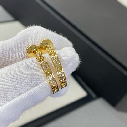 [Echo Fine ]LOVE DIAMOND GOLD HOOP EARRINGS