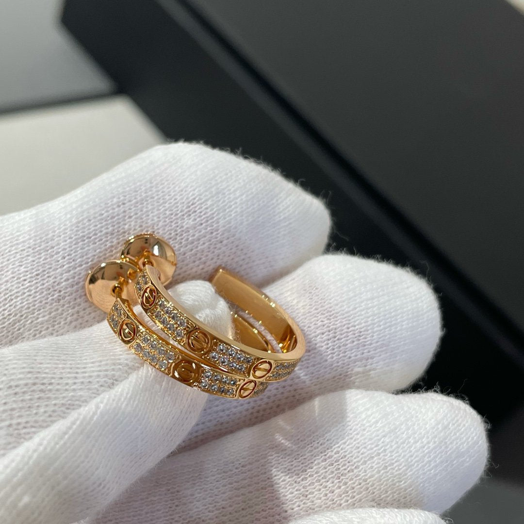 [Echo Fine ]LOVE DIAMOND PINK GOLD HOOP EARRINGS