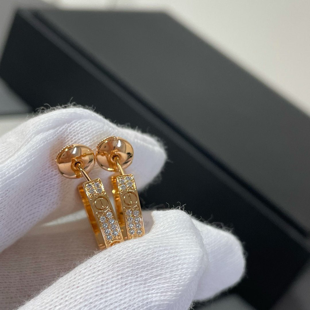[Echo Fine ]LOVE DIAMOND PINK GOLD HOOP EARRINGS