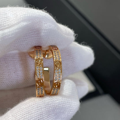 [Echo Fine ]LOVE DIAMOND PINK GOLD HOOP EARRINGS