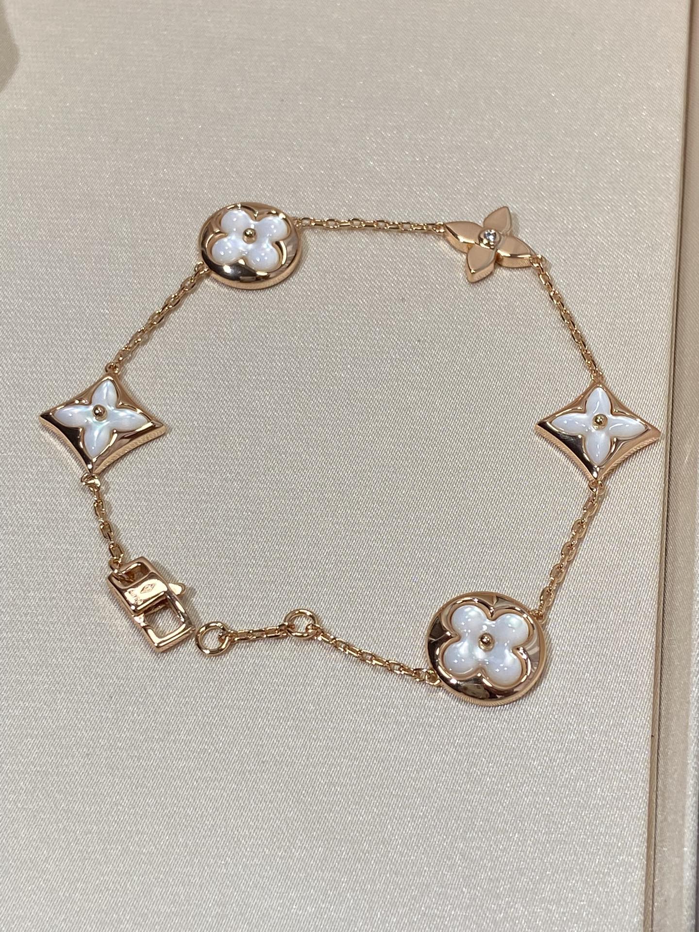 [Echo Fine ]STAR AND SUN 5 MOTIF MOP PINK GOLD BRACELET