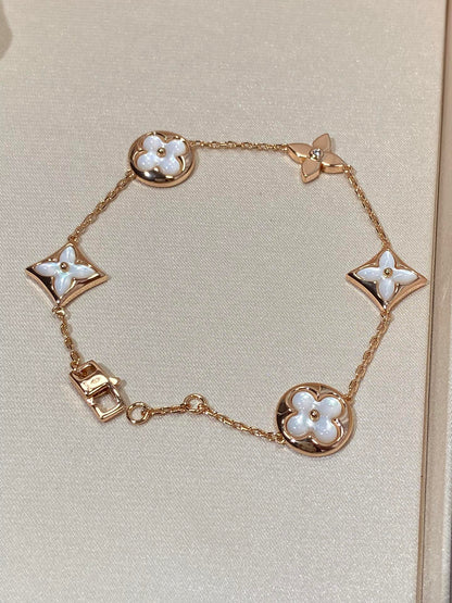[Echo Fine ]STAR AND SUN 5 MOTIF MOP PINK GOLD BRACELET
