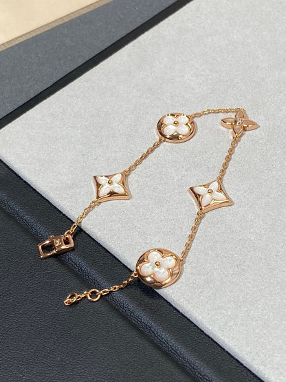 [Echo Fine ]STAR AND SUN 5 MOTIF MOP PINK GOLD BRACELET