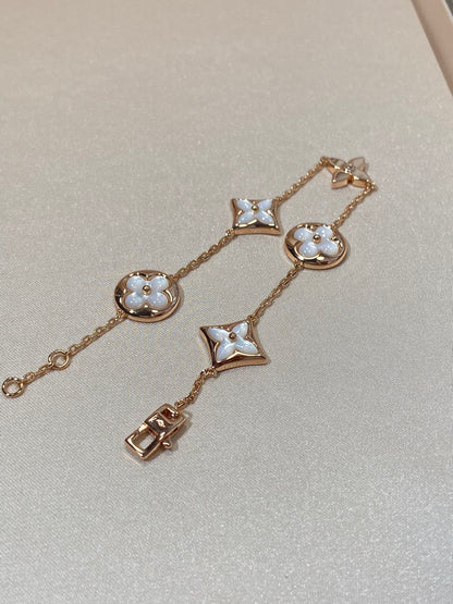 [Echo Fine ]STAR AND SUN 5 MOTIF MOP PINK GOLD BRACELET